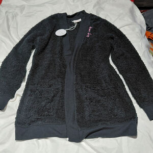 Women's Lacey Chabert Collection Black Cardigan XS with Pink Embroidery